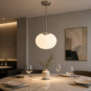 Lampada a Sospensione Decorativa Personalizzata all'Ingrosso, <span class=keywords><strong>Paralume</strong></span> Rotondo in Vetro Bianco Ovale con Opale, Attacco G9 - Product Image 4