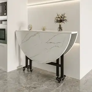 Juego de mesa plegable de centro de lujo moderno para sala de estar nórdica, mesa plegable rectangular de piedra de mármol blanco, verde y negro