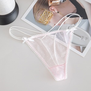 Conjunto de bragas sexys para mujer, 3 piezas, con encaje de malla de puntos, talle bajo, ultrafino, de spandex y nailon, ropa interior sin costuras - Product Image 6