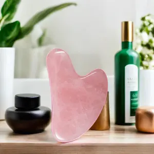 Wholesale Best Rose Quartz Real Jade Gua Sha Crystal Face Roller Massager Guasha Stone Home Use Face Lift Body Massage Tool