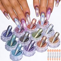 Kit de poudre à ongles chromée, 12 couleurs, poudre à ongles holographique extra fine, or laser, argent, rose, paillettes holographiques, poussière à frotter, métal