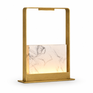 Luxury Modern Marble Effect LED Table Lamp Metal Frame Decorative Nightstand Lamp for Bedroom Living Room Hotel Project - Product Image 1