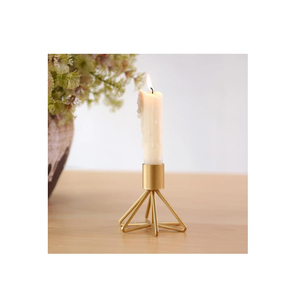 Minimalist Gold Candle Holder With Geometric Base Sleek Design Sturdy Build Perfect For Modern <b>Decor</b> <b>Table</b> Candle Holder - Product Image 4