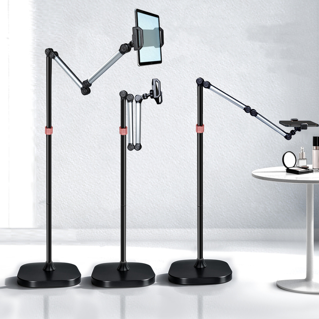 High Quality Aluminum 170cm Adjustable Phone Tablet Stand Long Arm Lazy 360 Rotation Phone Holder Floor