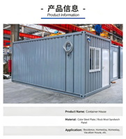 Conteneur d'expédition plat de 20 pieds, maison modulaire, bureau préfabriqué mobile, cabine de construction avec design moderne