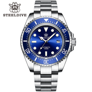 Steeldive-montre de plongée étanche à cadran bleu, 45.4MM, verre saphir, étanche 1000M, avec lunette en céramique, pour hommes, sdchocs - Product Image 1
