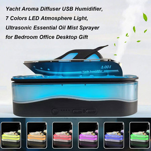Yacht Aroma Diffuser USB Ultrasonic Humidifier 7 Color LED Light Essential <b>Oil</b> Mist <b>Sprayer</b> for Bedroom Office Desk - Product Image 1