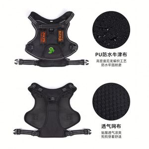 Harnais de promenade pour chien avec poignée et anneau en D, gilet réfléchissant d'extérieur pour chien avec poche, gilet tactique réglable anti-traction pour animaux de compagnie - Product Image 3