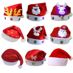 Juguete de regalo de decoración de Navidad de alta calidad LED iluminado Navidad chico adulto Santa Claus sombreros decoraciones