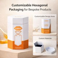 Boîte rigide hexagonale en papier artisanal de luxe, matériaux recyclés personnalisés, pour en-cas, thé, pots de miel, boîtes, cadeaux de Noël
