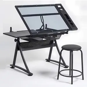 Modern Wholesale Art Table Convertible Extendable Glass Desktop Drawing Table For Villa Use