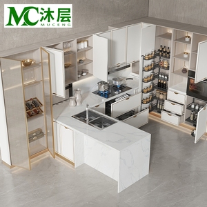 Armadi da cucina <span class=keywords><strong>di</strong></span> <span class=keywords><strong>lusso</strong></span> moderno Set completo <span class=keywords><strong>di</strong></span> vetro porta in marmo cerniera importato per la casa aggiornamento dispensa mobili vendita - Product Image 3