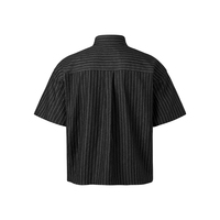 Setelan Dua Potong Pinstripe Buatan Khusus, Kemeja Lengan Pendek Kancing dan Celana Pendek Bermuda, Model Longgar dan Santai Gaya Streetwear Pria