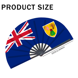 Abanicos Plegables de Bambú con la Bandera de las Islas Turquesas y Caicos, Abanico de Mano para Carnaval, Bodas, Festivales, Fiestas, Agencias de Viajes, Venta al Por Mayor - Product Image 2