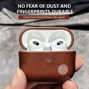 <span class=keywords><strong>Coque</strong></span> de protection pour écouteurs en cuir véritable Crazy Horse compatible avec l'étui pour écouteurs Airpods3 4 - Product Image 3