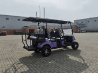 Carrito de Golf de 4 Ruedas a Gasolina, 6 Plazas con Techo y Parabrisas, Buggy Todoterreno para Complejos Turísticos, Campos de Golf y Comunidades