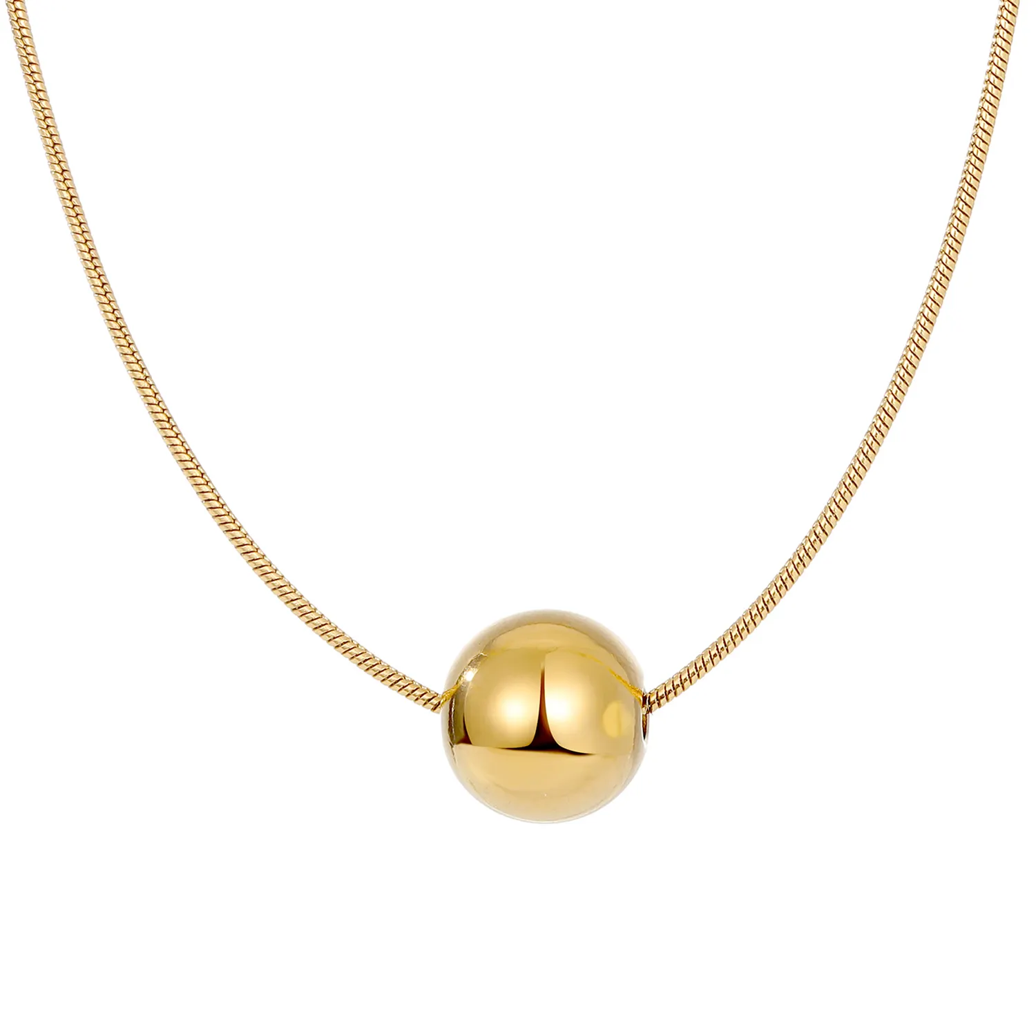 KISSWIFE 2022 Amazon Hot Women Jewelry 18k Gold Plate Bead Link Chains Golden Ball Pendant Necklace