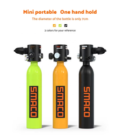 TUDIVING Bouteille de plongée sous-marine portable en aluminium de 0,5 litre pour la plongée avec tuba (5-10 min) – Petit sac à dos inclus