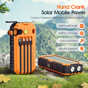 HYTO 20000mAh พาวเวอร์แบงค์แบบมือหมุนพลังงานแสงอาทิตย์ PD20W ชาร์จเร็ว ไฟแคมป์ปิ้ง เครื่องชาร์จพกพา แบตเตอรี่สำรองสำหรับโทรศัพท์มือถือ ใช้งานกลางแจ้ง - Product Image 2
