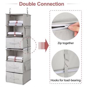 Hot Sell 6-Shelf Collapsible Fabric Hanging Closet Organizer Hanging Storage Shelves with Drawers - Product Image 2