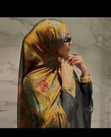Hijab imprimé effet ombré, léger, doux, long, en soie et mousseline, marque de luxe, châle en satin à imprimé floral