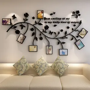 De gros encadrée mur décor autocollant-Autocollant mural 3D en fleurs et feuilles, adhésif pour cadre Photo en acrylique, décoration de chambre d'enfant, arrière-plan de télévision, fresque décorative pour canapé
