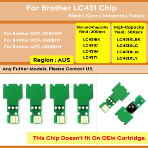 Chip Compatible con Cartuchos Australia LC431 LC431XL para Impresoras <span class=keywords><strong>Brother</strong></span> <span class=keywords><strong>DCP</strong></span>-J1050DW <span class=keywords><strong>DCP</strong></span>-J1140DW MFC-<span class=keywords><strong>J1010DW</strong></span> - Product Image 1