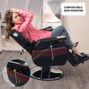 Chaise de barbier Hongzi en cuir PU noir et marron, réglable en hauteur, rotation à 360 degrés, inclinable, usage commercial - Product Image 4
