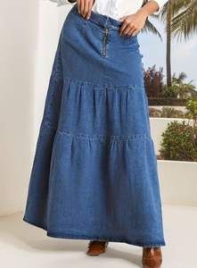 Gonne di <span class=keywords><strong>Jeans</strong></span> lunghe a vita alta Casual da <span class=keywords><strong>donna</strong></span> in Denim a vita alta Maxi abito lungo lungo gonna lunga in Denim a vita alta Maxi gonna - Product Image 4