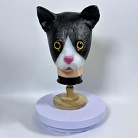 Masque en latex pour chat, demi-visage, drôle, animal réaliste, masque de tête pour déguisement d'Halloween, accessoires pour fête costumée de carnaval