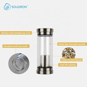 Botella de <span class=keywords><strong>Agua</strong></span> <span class=keywords><strong>Mineral</strong></span> <span class=keywords><strong>Alcalina</strong></span> con Filtro de Vidrio SOUDRON OEM de 300 ml, <span class=keywords><strong>pH</strong></span> <span class=keywords><strong>9</strong></span>, Botella de <span class=keywords><strong>Agua</strong></span> Ionizadora con Energía - Product Image 2