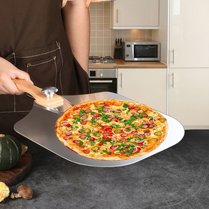 Utensili da forno da cucina taglia Pizza e Server pieghevole in metallo Set <span class=keywords><strong>di</strong></span> pel per Pizza in alluminio pala per Pizza con manico in legno - Product Image 4