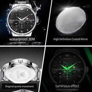 Reloj de Pulsera OLEVS 2936 de Lujo para Hombre, Cronógrafo de Cuarzo Resistente al Agua, con Fase Lunar Luminosa, para Negocios, Regalo para Hombre - Product Image 3