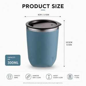 Vente en gros de gobelets à café isothermes à double paroi de 300 ml avec couvercle, logo personnalisé, cadeau promotionnel, tasse de voyage pour le bureau et la maison - Product Image 4