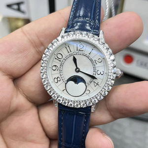 Lunette en diamant blanc montre pour femme haut de gamme Phase de lune Designer Logo personnalisé cadeau petite amie - Product Image 1