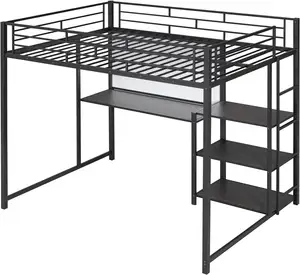 Petit lit familial multifonction avec support nordique personnalisé pour four Lit en métal pour chambre à coucher <span class=keywords><strong>Mily</strong></span> Lit métallique moderne Xiamen avec rangement noir OEM - Product Image 2