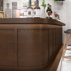 Mostrador de Bar Esquinero Retro de Madera Estilo Europeo, Color Marrón, Mostrador de Caja, Recepción, Mostrador de Hotel Vintage, Mostrador de Caja Registradora - Product Image 3