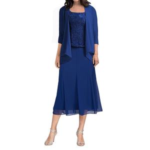<span class=keywords><strong>Robe</strong></span> de Cérémonie/<span class=keywords><strong>Mère</strong></span> de la Mariée en Mousseline Longueur Cheville, Coupe Trapèze, pour Invitée de <span class=keywords><strong>Mariage</strong></span>, avec Veste - Product Image 1