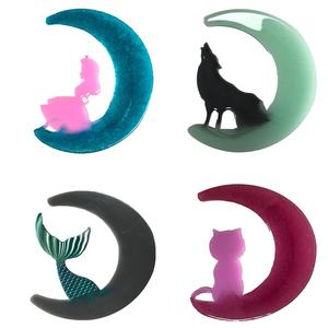 Molde de silicona con <span class=keywords><strong>cola</strong></span> de pez y espejo de gato para hornear, molde de silicona para decoración de tartas hechas a mano, en la Luna para chica, Lobo - Product Image 4