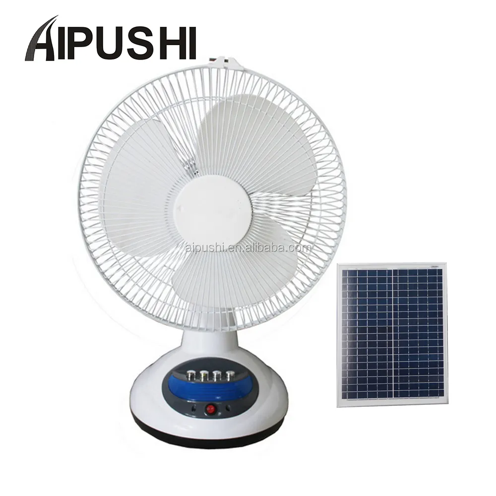 Sıcak satış 12 inç 12volt güneş şarj edilebilir 18650 lityum pil elektrikli masa fanı ile led ışık