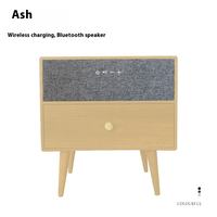 Altavoz Moderno con Carga Inalámbrica, Reproductor de Música para Mesa de Noche y Luz con Sensor, Plataforma de Almacenamiento Inteligente