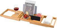 Plateau de baignoire avec porte-serviettes coulissant, table de bain avec porte-livres, support de téléphone et support de lecture de livres réglable