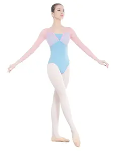 01B1807 Tanzkleidung Ballett-Leotard Tanz Kurzarm Netzmädchen Damenkleider für Mädchen Erwachsene Leistung Baumwolle Elasthan-Ppb-Tasche