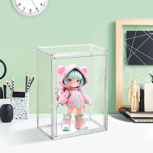 Display Case akrilik untuk koleksi <span class=keywords><strong>3</strong></span> tingkat Figure Display Case dengan <span class=keywords><strong>2</strong></span> piring bergerak Display bening Case untuk angka stiker - Product Image 4