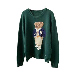 Nuova Moda Autunno Inverno, Maglione da <span class=keywords><strong>Donna</strong></span> in Stile Coreano Versatile, Completo Baseball in Lana con Ricamo Orso, Stile Casual - Product Image 4