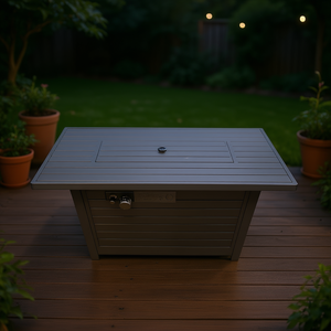 Db Modern Stainless Steel Propane <b>Fire</b> <b>Pit</b> <b>Table</b> 25 H X 42 W Grey With Lid For Garden Decoration - Product Image 2