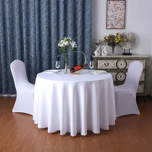 Vòng Trắng Polyester Bông Tiệc Cưới Linen Khách Sạn Bảng Vải Khăn Trải Bàn Cho Khách Sạn