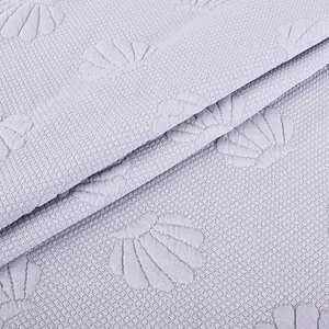 Factory custom floral design plain dyed polyester spandex gray brocade quilting knit jacquard fabric for dress and hometextile