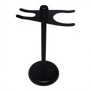 Maclura Black Metal Shaving Brush Stand with Adjustable <b>Clamp</b> and Circular Base - Product Image 1