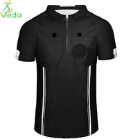 Maillot d'arbitre de football personnalisé à fermeture éclair pour homme, chemise d'arbitre de football à manches courtes, uniforme